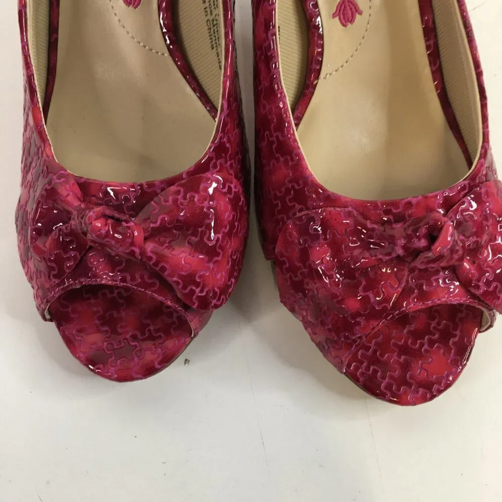 Ros Hommerson Pink Patent Leather Lindsay Slingback PeepToe Pumps Size 7.5W
